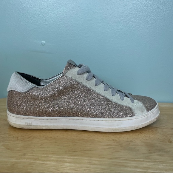 P448 Glitter Accents Sneakers Lop Top Glittery Shiny Size 41 - Picture 1 of 8